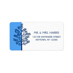 Étiquette Blue Navy White Tree of Life Bar Mitzvah