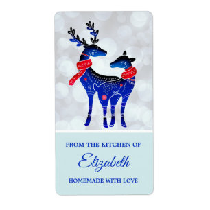 Étiquette Blue Nordic Reindeer Pair Cuisine