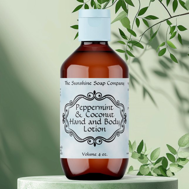 Étiquette Blue parchment vintage frame cosmetic label (Créateur téléchargé)