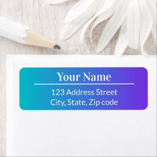 Étiquette Blue Purple Ombre Modern Simple Name Mail Address