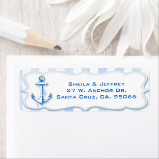 Étiquette Blue Sailing Ancre Mariage nautique Adresse