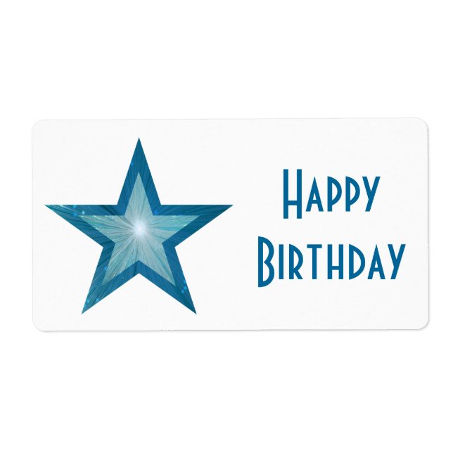Étiquette Blue Star 'Happy Birthday' label large white (Devant)