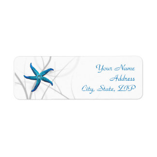 Étiquette Blue Starfish and Silver Coral Adresse de retour
