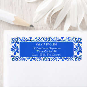 Étiquette Blue Talavera Espagne tuiles mariage adresse