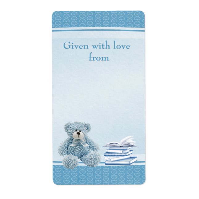 Étiquette Blue Teddy Apportez un livre Baby shower plaques d (Devant)