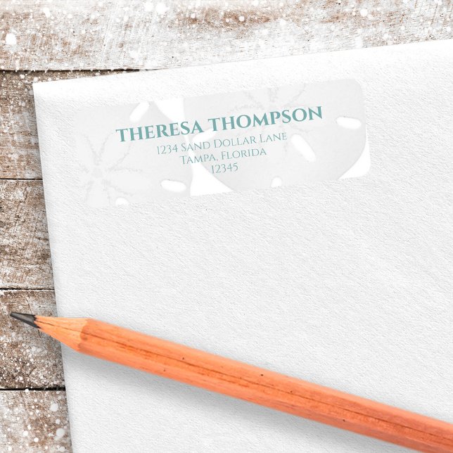 Étiquette Blue Turquoise Beach Sand Dollar Personnalisé (Beach Sand Dollar Custom Address Labels)