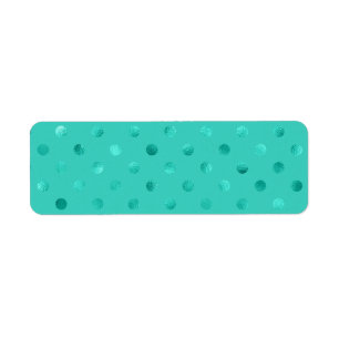 Étiquette Blue Turquoise Métallurgique Faux Foil Polka Dot A