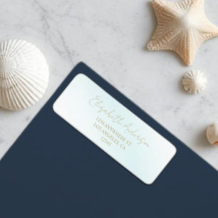 Étiquette Blue Watercolor Wave Mariage Adresse de retour