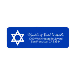 Étiquette Blue White Star de David Bar Mitzvah Adresse