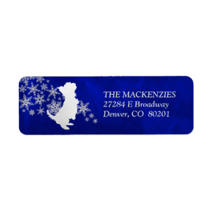 Étiquette Blue Winter Yorkshire Terrier Adresse de retour