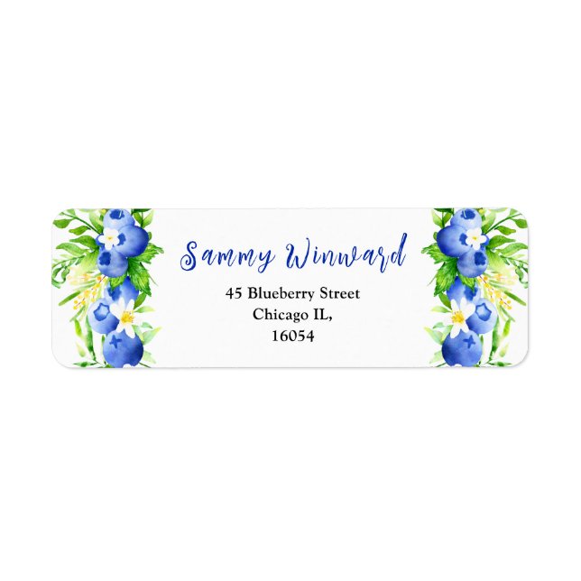 Étiquette Blueberries and Foliage Baby Shower (Devant)