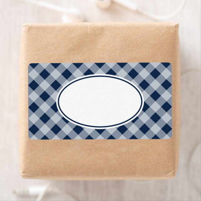 Étiquette Blueberry Navy Gingham Kitchen Gift Tag Labels (En situation)