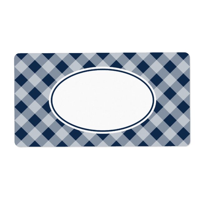 Étiquette Blueberry Navy Gingham Kitchen Gift Tag Labels (Devant)