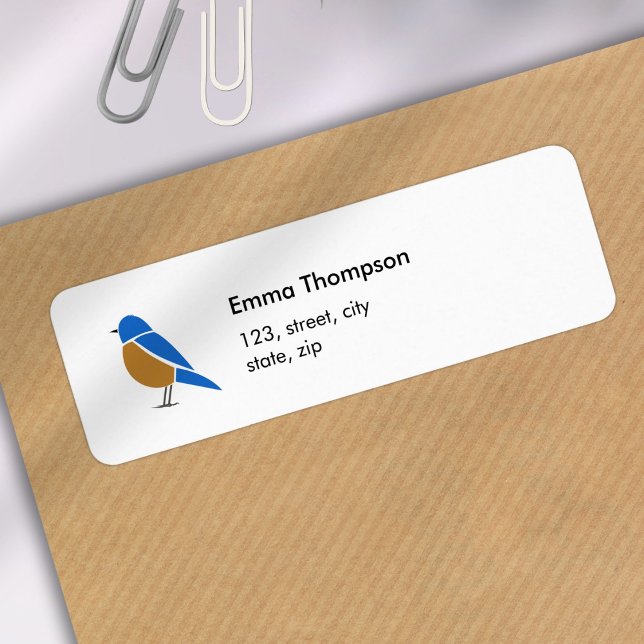 Étiquette Bluebird Return Address Label Minimal Illustration (Créateur téléchargé)