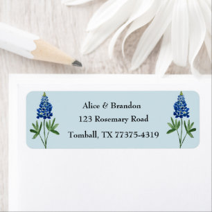 Étiquette Bluebonnets Texas State Flowers Lupine Blue