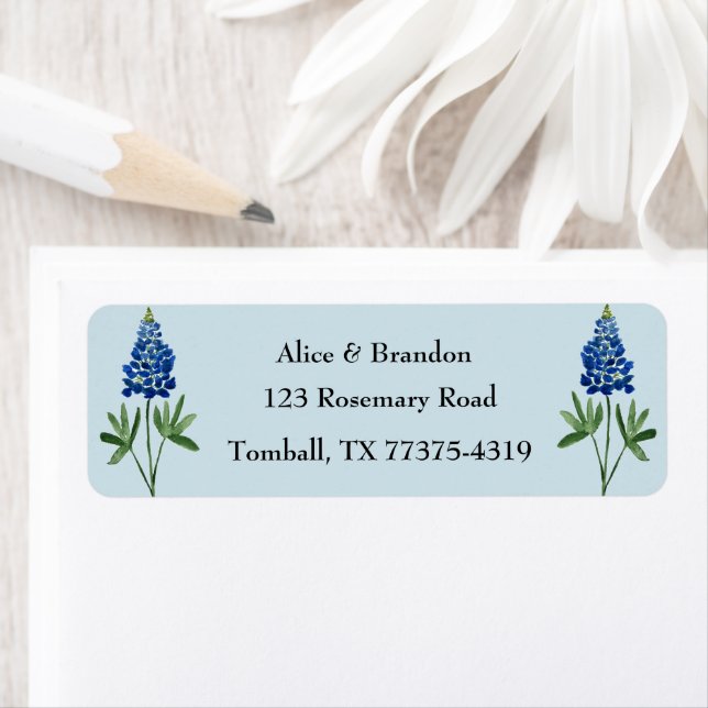 Étiquette Bluebonnets Texas State Flowers Lupine Blue (En situation)