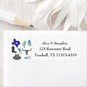 Étiquette Bluebonnets Texas State Flowers Lupine Watercolor