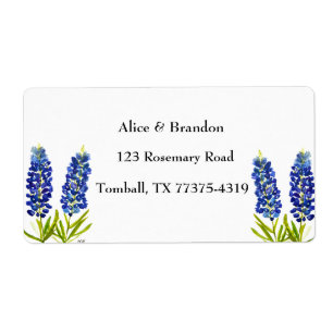 Étiquette Bluebonnets Texas State Flowers Lupine Watercolor