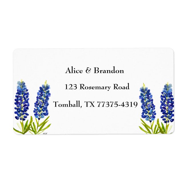 Étiquette Bluebonnets Texas State Flowers Lupine Watercolor (Devant)