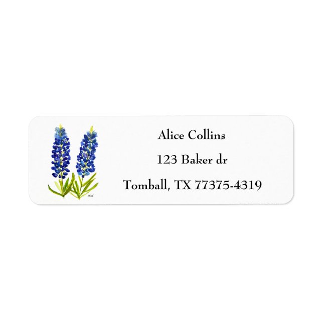 Étiquette Bluebonnets Texas State Flowers Lupine Watercolor (Devant)