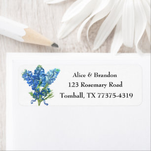 Étiquette Bluebonnets Texas State Flowers Lupine Watercolor