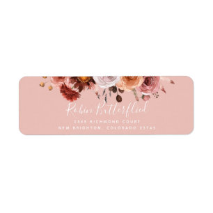 Étiquette Blush et Burgundy Heaven in Rose Retour Adresse :