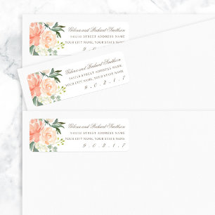 Étiquette Blush Floral Mariage Adresse de retour