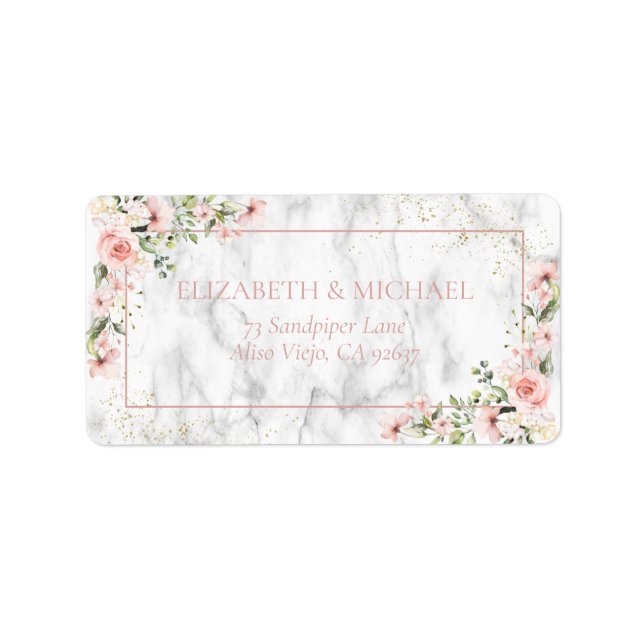 Étiquette Blush Gold Greenery Dusty rose Floral Adresse (Devant)