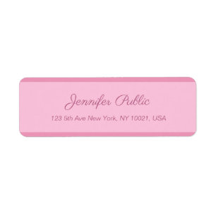 Étiquette Blush Pink Calligraphed Script Text Elegant Return