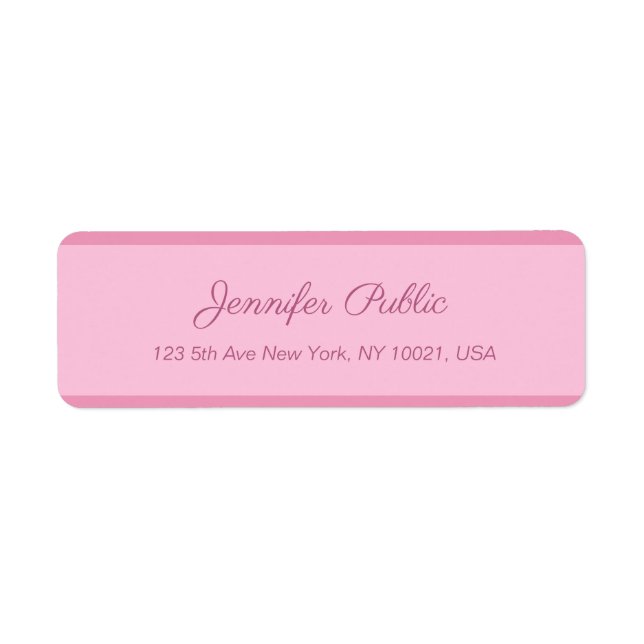 Étiquette Blush Pink Calligraphed Script Text Elegant Return (Devant)