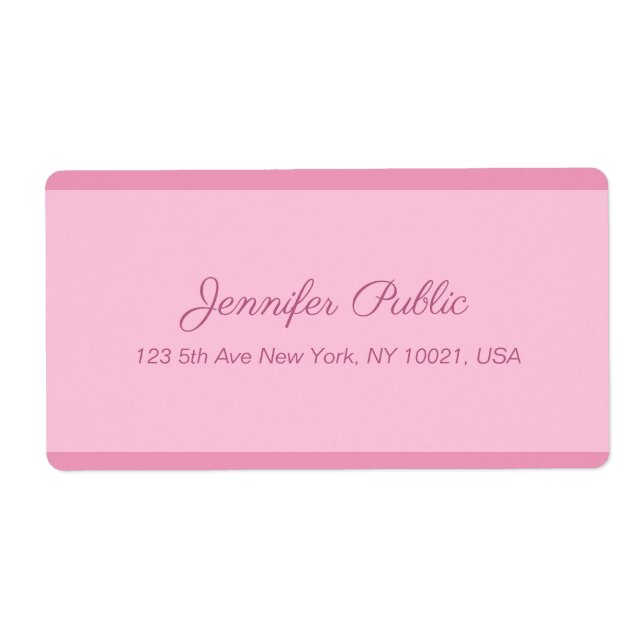 Étiquette Blush Pink Calligraphy Script Elegant Livraison (Devant)