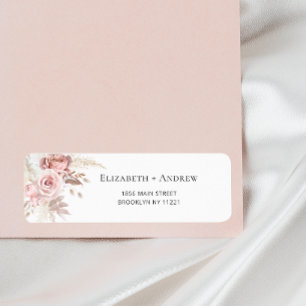 Étiquette Blush Pink Dusty Rose Floral Adresse de retour
