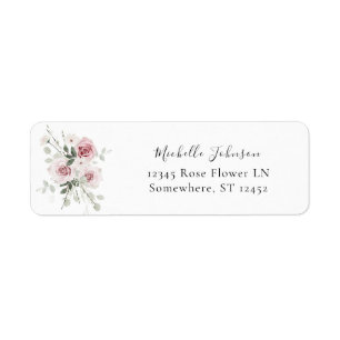 Étiquette Blush Pink Floral & Eucalyptus Adresse de retour