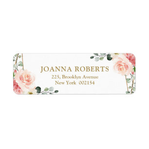 Étiquette Blush Pink Floral Gold Geometric Botanical Wedding