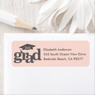 Étiquette Blush Pink Graduation Modern Type Grey Casquette A