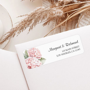 Étiquette Blush Pink Hydrangea Floral Mariage Adresse de ret