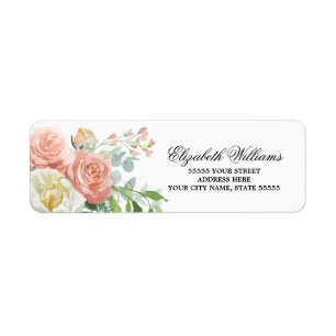 Étiquette  Blush Pink Ivory Floral Mariage Adresse de retour