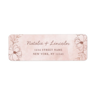 Étiquette Blush Pink & Rose Gold Foil Mariage Adresse de ret