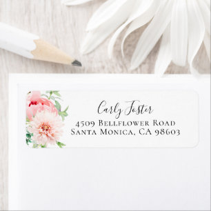 Étiquette Blush rose Floral Adresse de retour