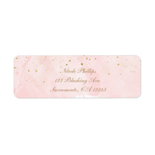 Étiquette Blush rose & Gold Splatter Fête des mariées modern