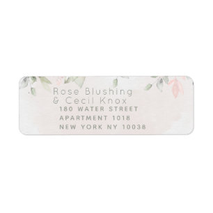 Étiquette Blush Rose Greenery Mariage Adresse de retour
