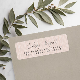Étiquette Blush Wood Grain Adresse de retour personnalisée