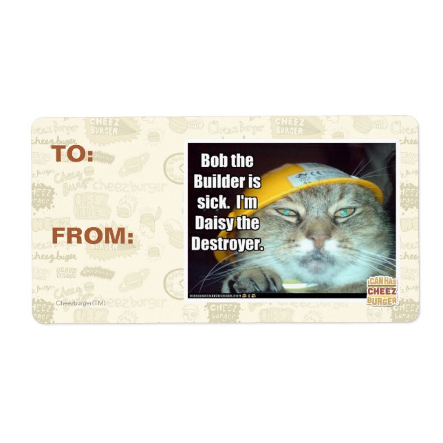 Étiquette Bob le Builder est malade (Devant)