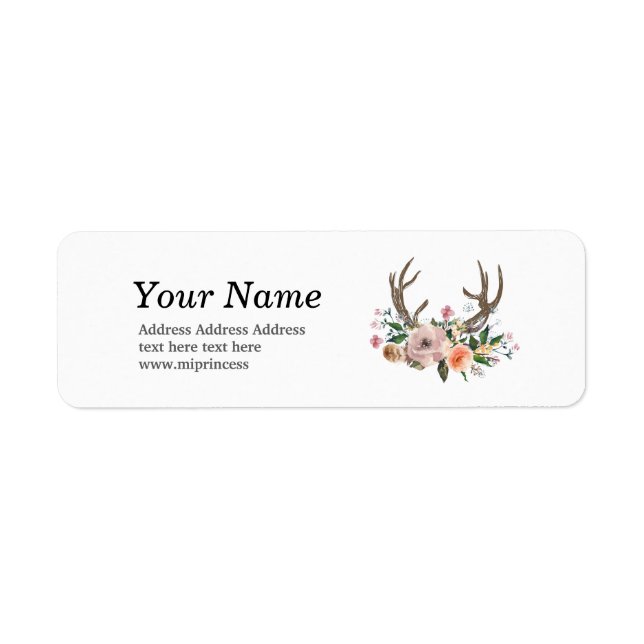 Étiquette bohème, boho, antler, autocollants d'adresse de re (Devant)