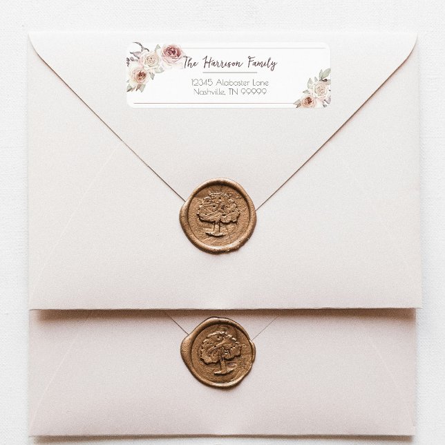 Étiquette Bohemian Rose Mariage Adresse de retour (Bohemian Rose Wedding Return Address Label)
