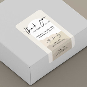 Étiquette Boho Arch Neutrals Monogramme Business Box Seal