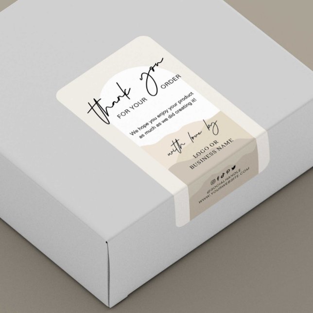 Étiquette Boho Arch Neutrals Monogramme Business Box Seal (Créateur téléchargé)