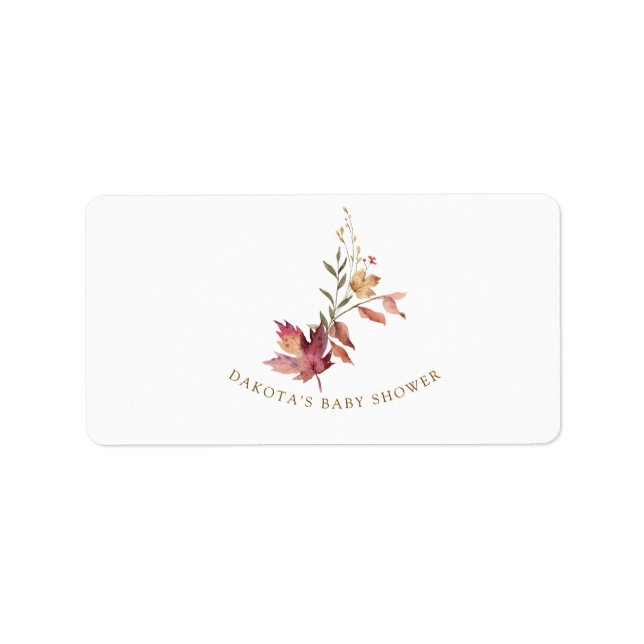 Étiquette Boho Automne Rustique Baby shower Adresse de retou (Devant)