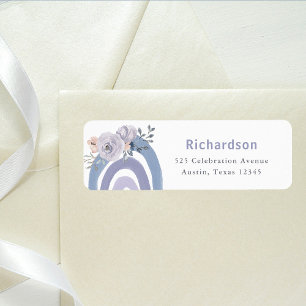 Étiquette Boho bleu et pourpre Arc en ciel