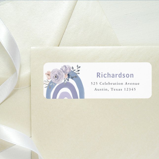 Étiquette Boho bleu et pourpre | Arc en ciel (Créateur téléchargé)